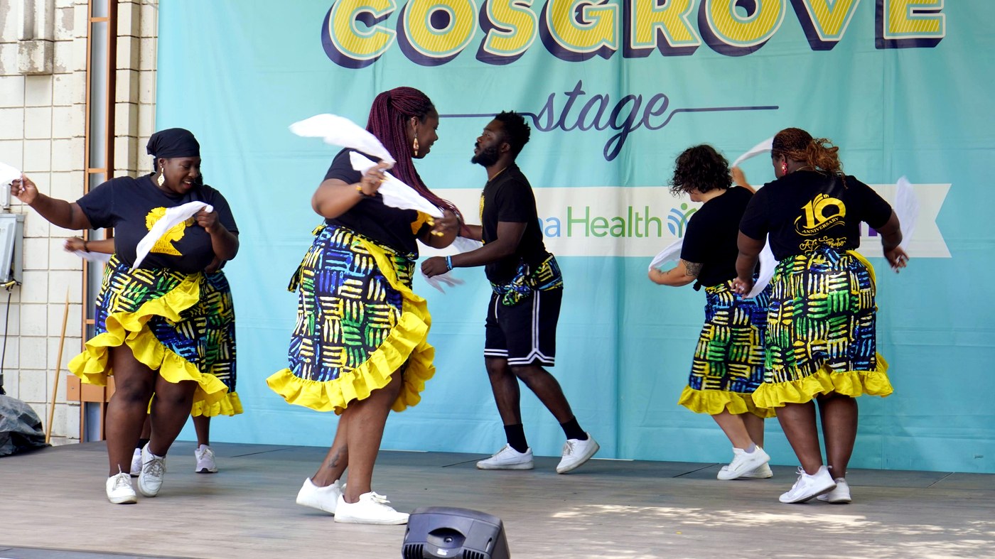Dancers performing African cultural dance