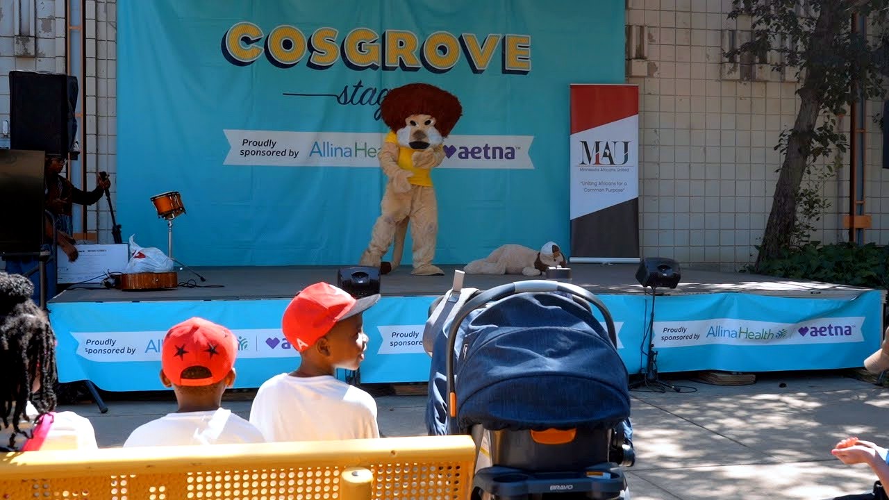 Cosgrove Stage with the Minnesota Africans United banner